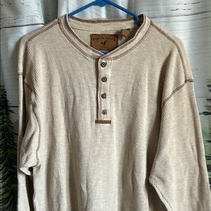 North River Outfitters Beige Henley Long Sleeve Shirt